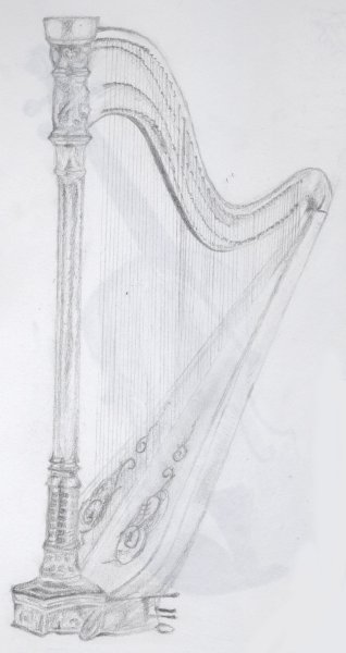 Нарисовать арфу поэтапно