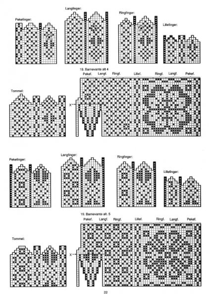 Схемы варежек с орнаментом