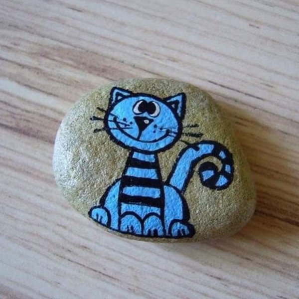 Роспись камней для детей коты
