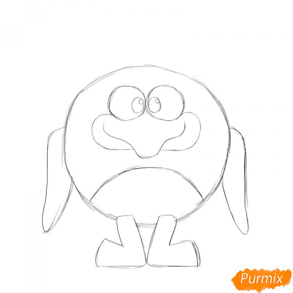 Нарисовать пина из смешариков поэтапно