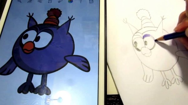 Кар Карыч из смешариков поэтапно