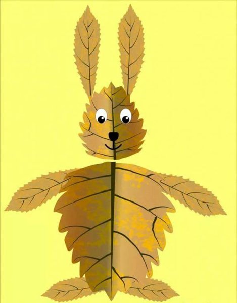 Аппликация из сухих листьев