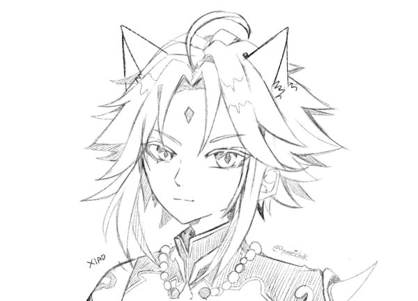 Венти Геншин Импакт черно белый