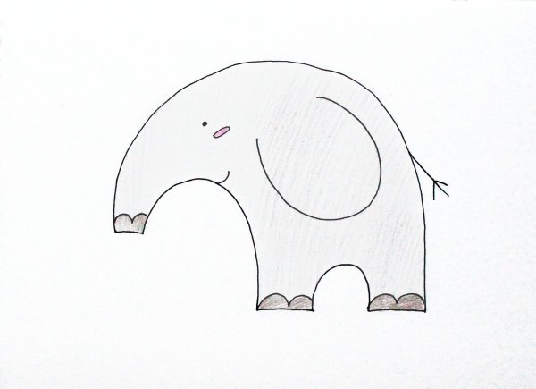 Легкий рисунок слона для детей