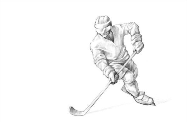 Хоккеист рисунок карандашом