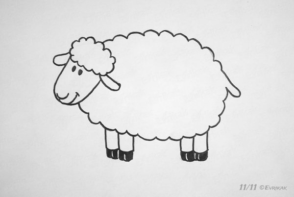 Картинка барашка для пальчикового рисования для детей