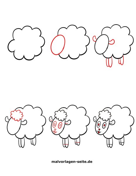 Рисунок барашка для детей самый простой