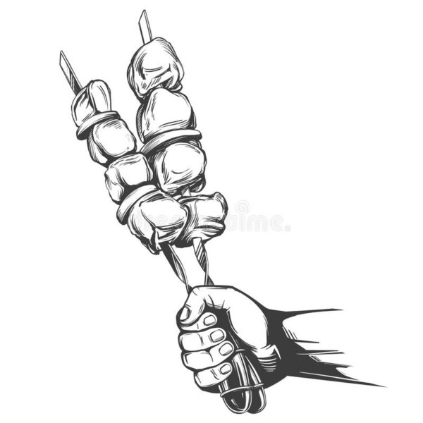 Шампур с мясом вектор