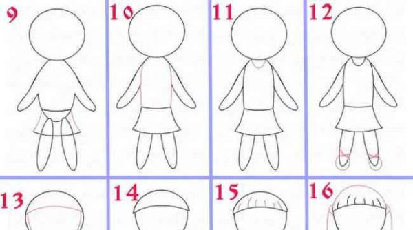 Пошаговое рисование девочки для детей