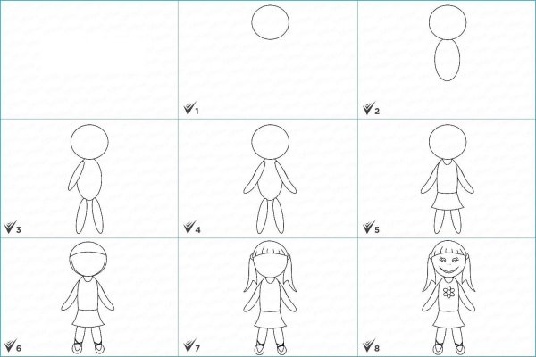 Девочка рисунок пошагово