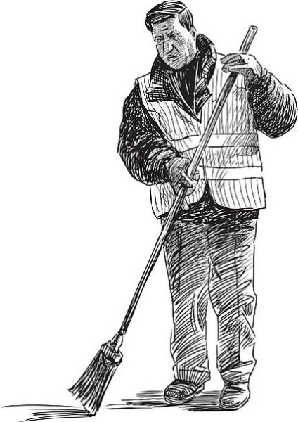 Дворник с лопатой