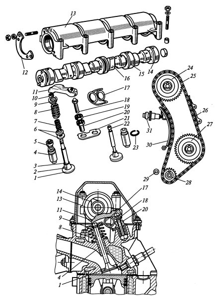 Газораспределительный механизм двигателя ВАЗ 2107