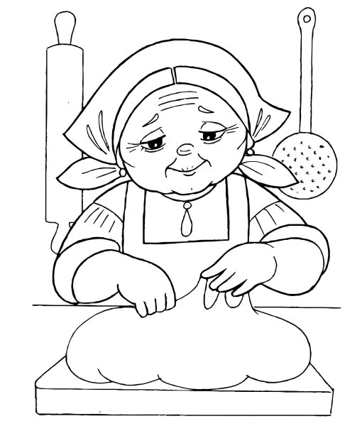 Раскраска девочка с бабушкой