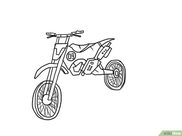Кроссовый мотоцикл сбоку рисунок просто