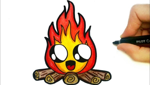 Огонь рисунок легко