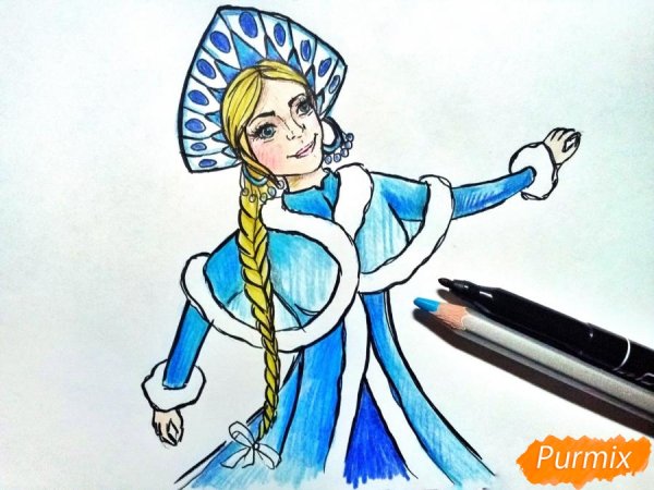 Снегурочка рисунок карандашом