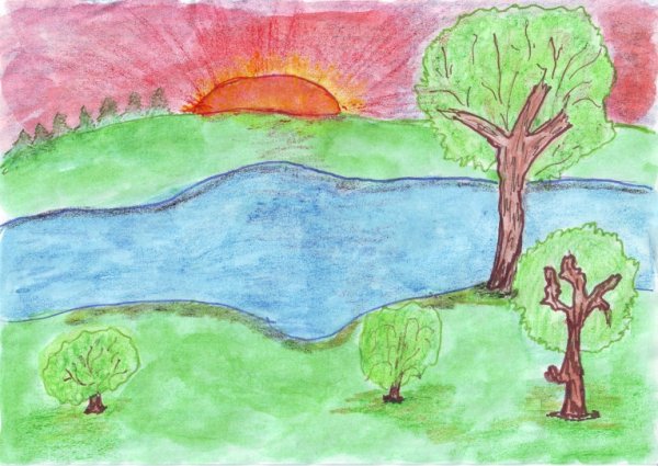 Рисунок на тему природа легкий