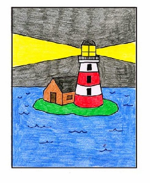 Маяк рисунок легкий