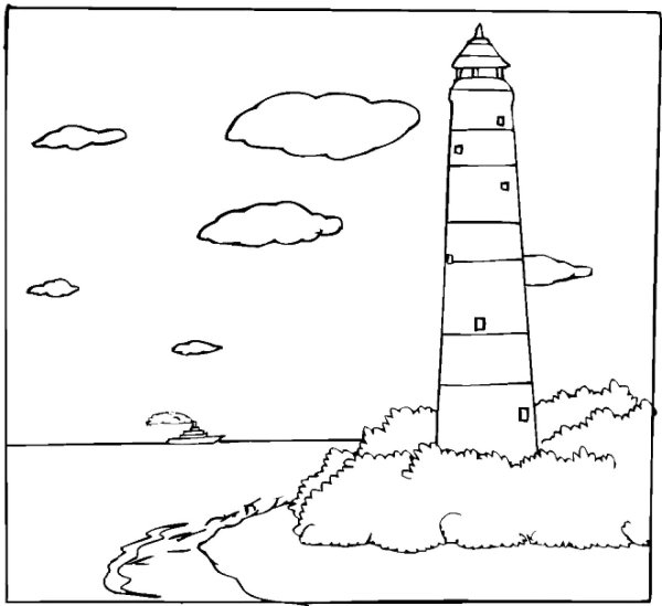 Морской пейзаж раскраска для детей