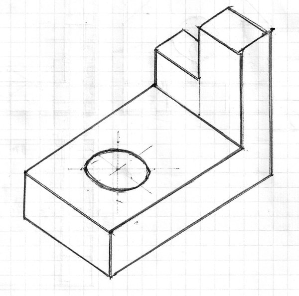 Аксонометрическая проекция детали 3 чертежа
