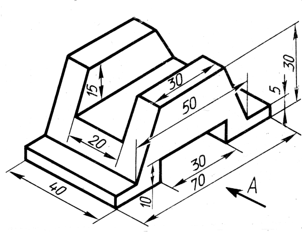 Аксонометрическая проекция детали 3 чертежа