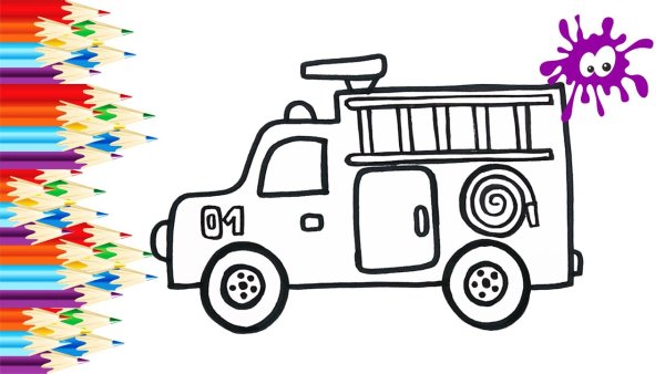 Как разукрасить детскую пожарную машину рисунок