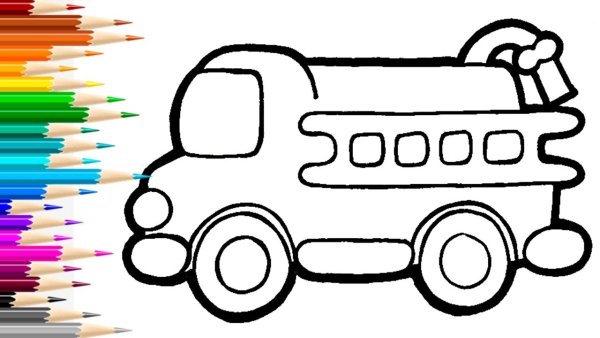 Пожар машина для урок рисования раскраска мультик для детей