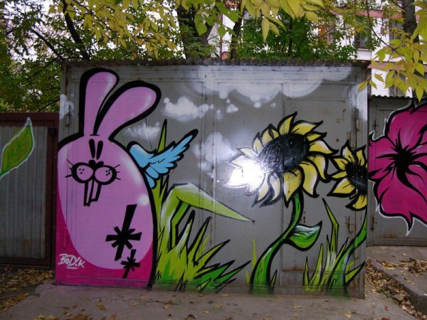 Рисунки на воротах гаража