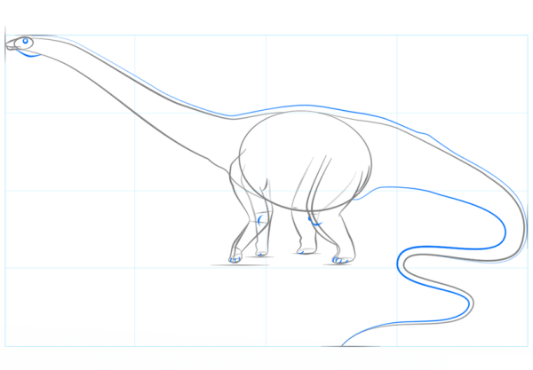 Диплодок динозавр нарисовать