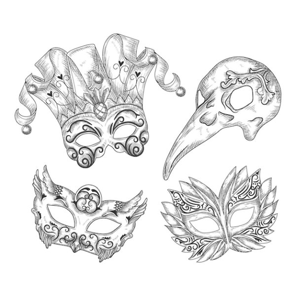 Венецианская маска карандашом