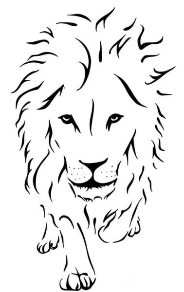 Лев сбоку черно белый