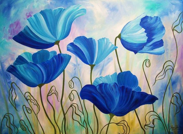 Рисунки цветов красками