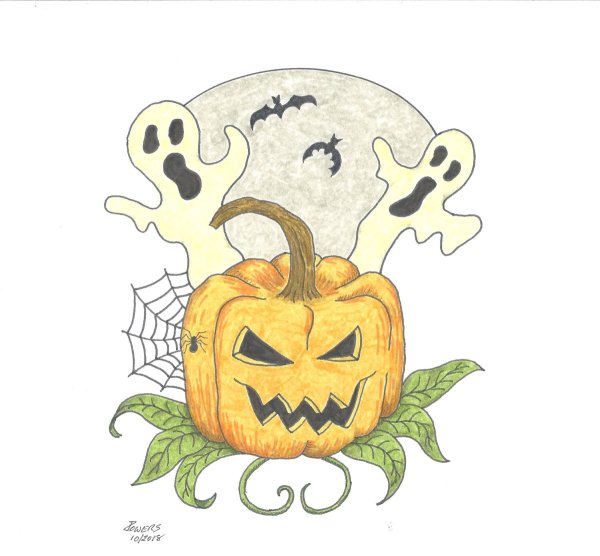 Тыква на Хэллоуин рисунок легко