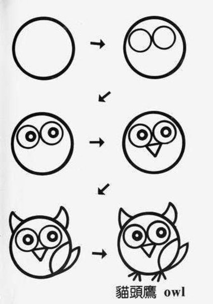 Рисование животных из кругов и овалов