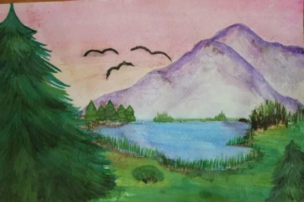 Пейзаж очень легкий для детей