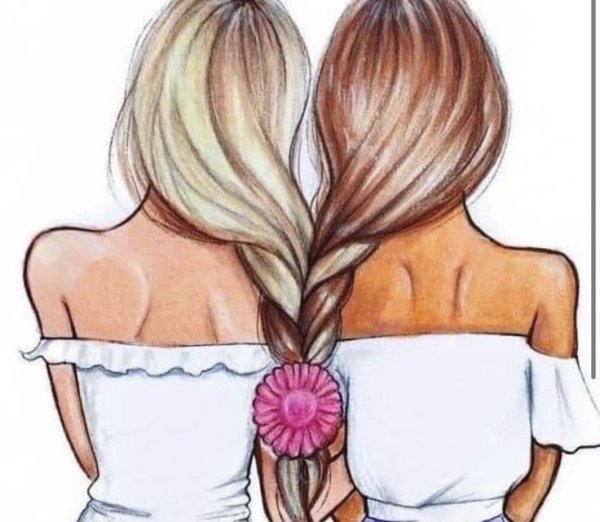 Рисунки для срисовки две подруги