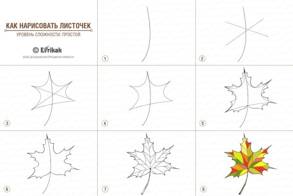 Лист клена поэтапное рисование