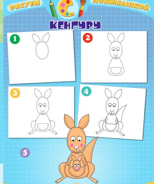 Кенгуру карандашом для детей