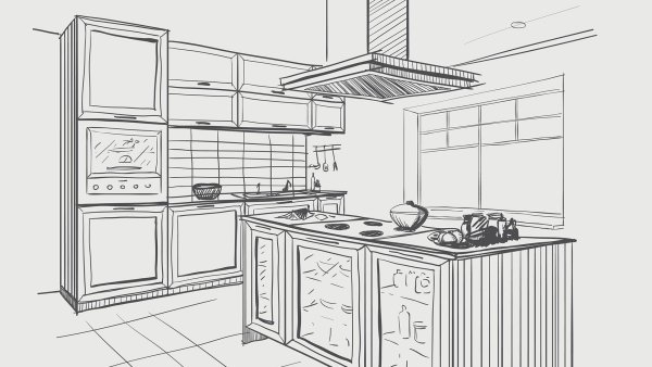 Рисунок кухни легкий