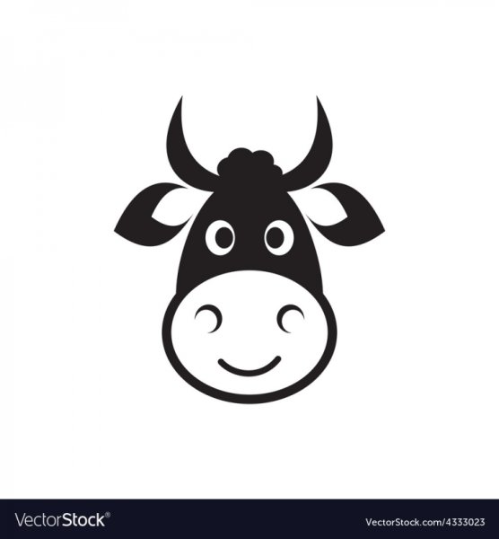 Морда коровы силуэт