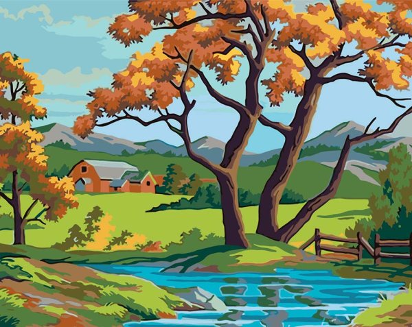 Пейзаж для раскрашивания красками