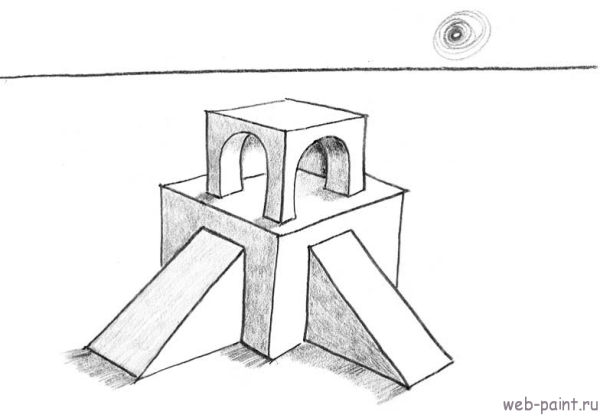 Объемные здания рисунки простые
