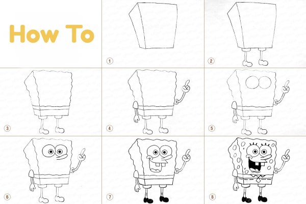 Учимся рисовать губку Боба
