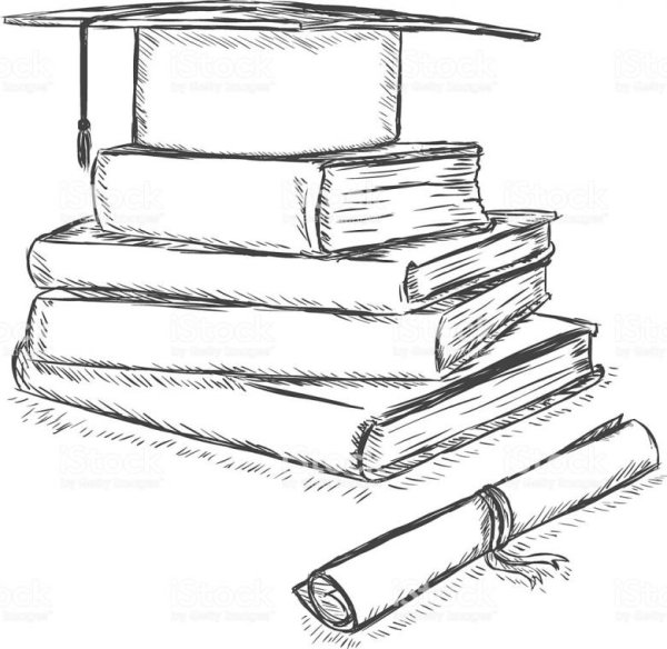 Стопка книг черно белая