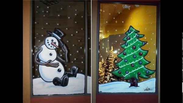 Украшение окон меловым маркером