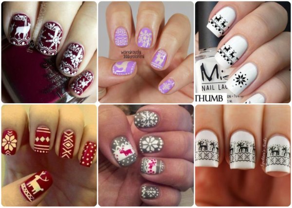 Лёгкий новогодний рисунок на ногтях