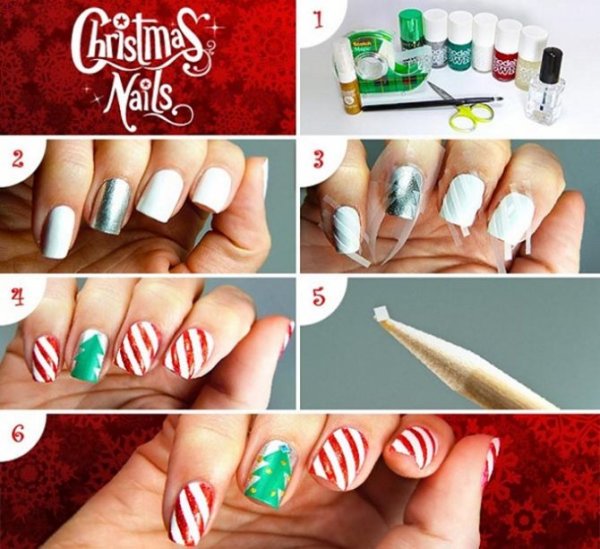 Маникюр на новый год пошагово