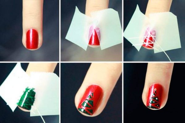 Легкий новогодний маникюр