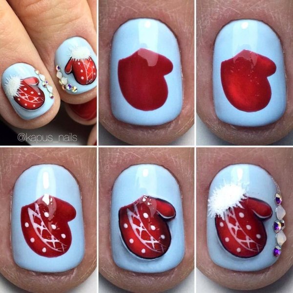 Новогодний дизайн ногтей пошагово