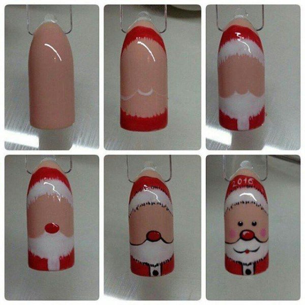 Поэтапные рисунки на ногтях новогодние